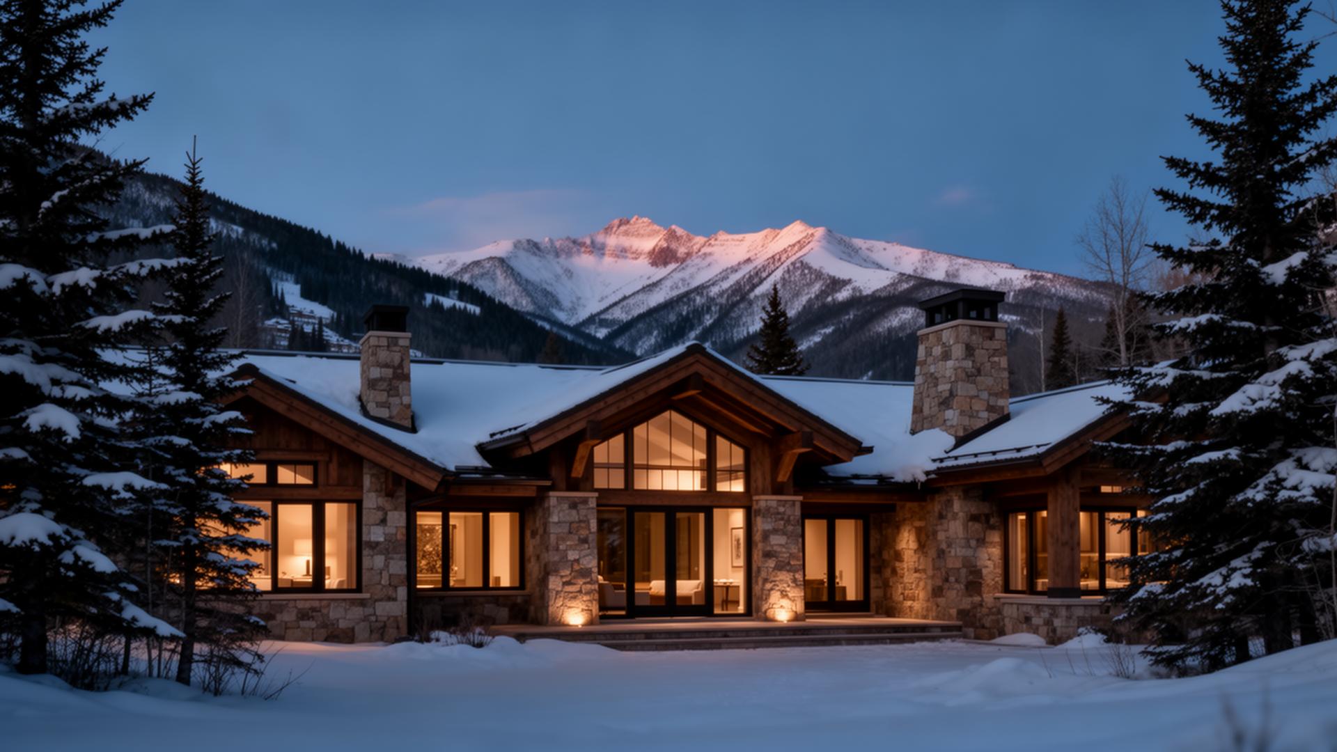 Aspen estate at twilight